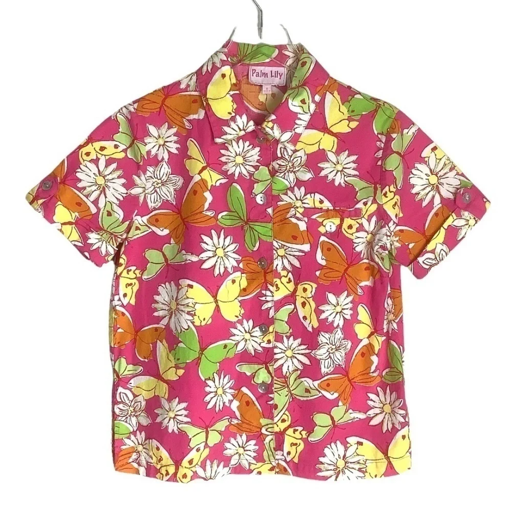 Palm Lily Tropical Floral Short Sleeve Shirt‎ 8